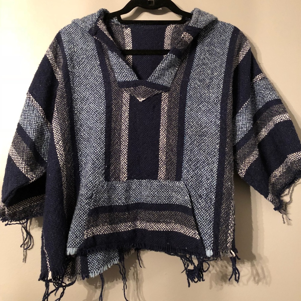 Cropped Blue UO Urban Renewal Baja Hoodie